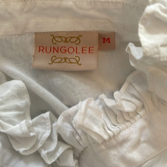 White Sleveless Tunic Ruffled Collar - Picture 6 of 7